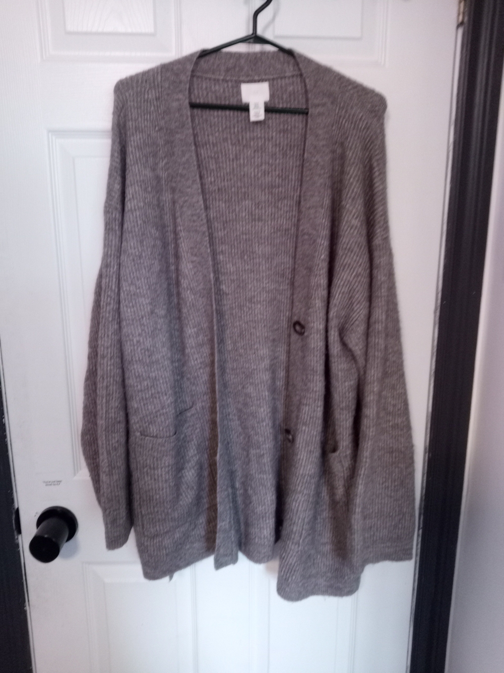 H&M Gray Ribbed Button Cardigan